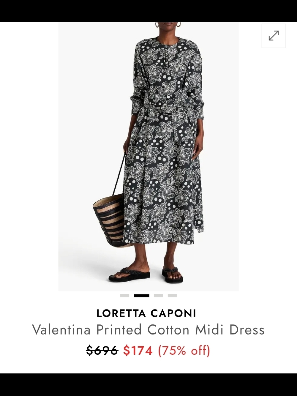 LORETTA CAPONI Valentina Printed Cotton Midi Dress